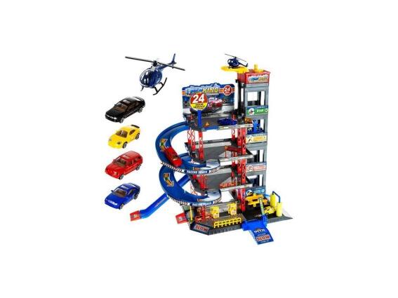 Παιδικό Παιχνίδι Γκαράζ Πάρκινγκ Αυτοκινήτων 4 επιπέδων με 4 οχήματα και ελικοδρόμιο, 46x35 cm