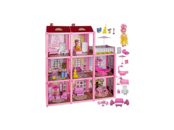 Σετ Κουκλόσπιτο 3 Ορόφων 23 τεμαχίων, 17x60x65 cm, Dollhouse