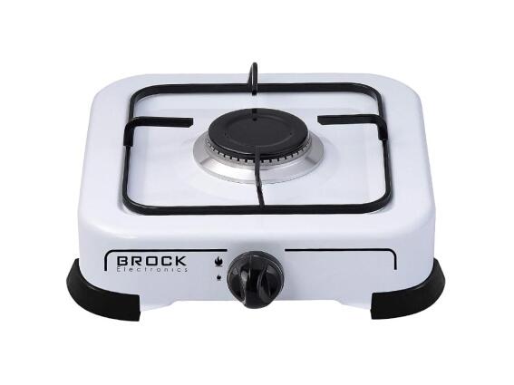 Brock Φορητή Μονή Εστία Υγραερίου Βουτανίου σε Λευκό χρώμα, 26.8x26.8x6.4 cm, GS 001 W