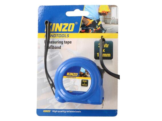 Kinzo μετροταινία ρολό 3 μέτρα x 16mm αυτόματης επαναφοράς, Tape measurer Μπλε
