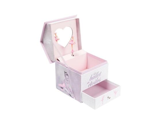 Μουσικό Κουτί Μπιζουτιέρα με θήκες για κοσμήματα και συρτάρι αποθήκευσης, 14.3x14.2x16 cm