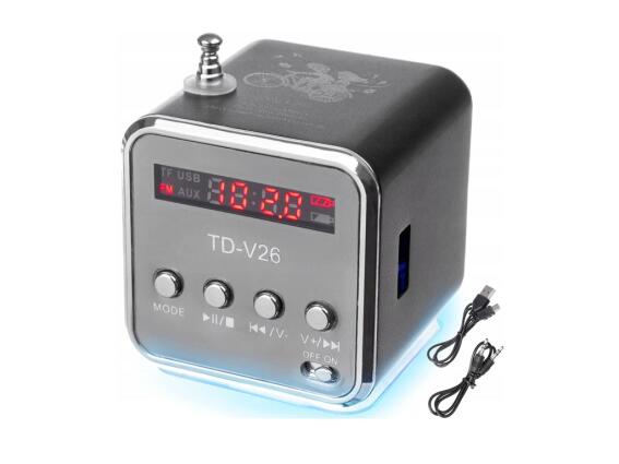 Mini Φορητό Ηχείο 3W με Ραδιόφωνο, LED Φωτισμό και Υποδοχή microSD σε Μαύρο χρώμα, 5x5x5 cm