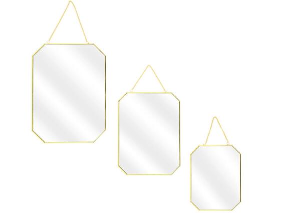 Σετ Διακοσμητικοί επιτοίχιοι καθρέφτες  3 τεμαχίων με αλυσίδα σε 3 διαφορετικά μεγέθη, 40x30x0.3cm