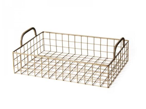 Μεταλλικό Καλάθι αρχειοθέτησης σε χρυσό χρώμα, 34x23x8 cm
