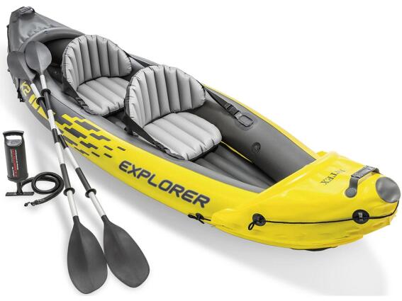 Intex Explorer K2 Διθέσιο Φουσκωτό Κανό Καγιάκ 2 ατόμων με κουπιά και αντλία αέρα, 312x91x51 cm