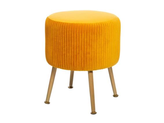 Σκαμπό σαλονιού με ξύλινα πόδια και βελούδινο μουσταρδί κάθισμα, 35x41.6 cm