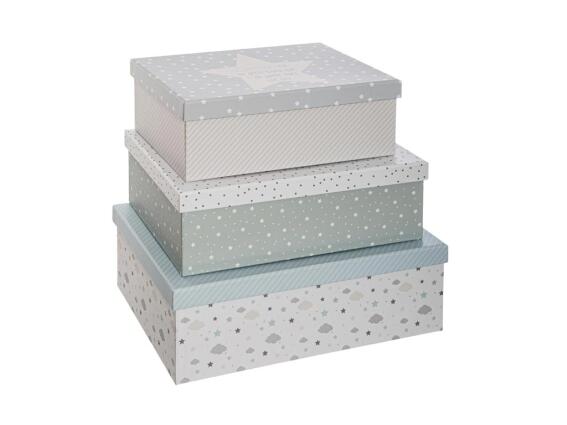 Σετ κουτιά αποθήκευσης 3 τεμαχίων σε διαφορετικά μεγέθη σε γκρι αποχρώσεις, 40.5x26.3x13.7cm