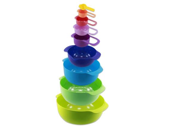 Herzberg Σετ Κουτάλια Μέτρησης  και μπολ ανάμειξης 9 τεμαχίων, HG-BOL9N1