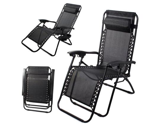 Πτυσσόμενη καρέκλα ξαπλώστρα πολυθρόνα κήπου, με θήκη για νερό και υποπόδιο, 77x52x50cm