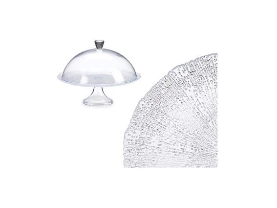 Aria Trade Γυάλινη Τουρτιέρα 34cm Πιατέλα Με Πόδι και καπάκι στυλ Καμπάνας  17x33.5x34 cm