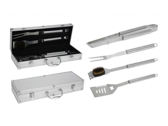 Σετ Εργαλεία Barbeque 4 τεμαχίων από Ανοξείδωτο Ατσάλι σε βαλίτσα αποθήκευσης, BBQ Set