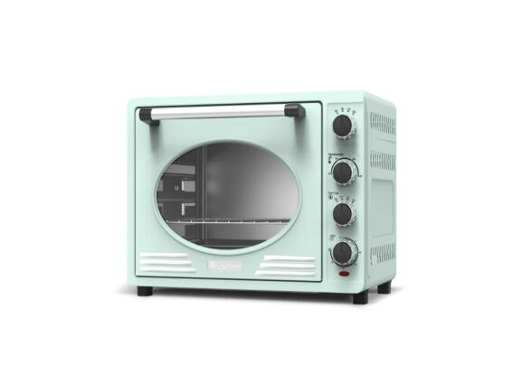 Turbotronic TT-EV35R Ηλεκτρικός Retro Φούρνος Grill 35L 1600W με Ταψί και Πιρούνα Τιρκουάζ