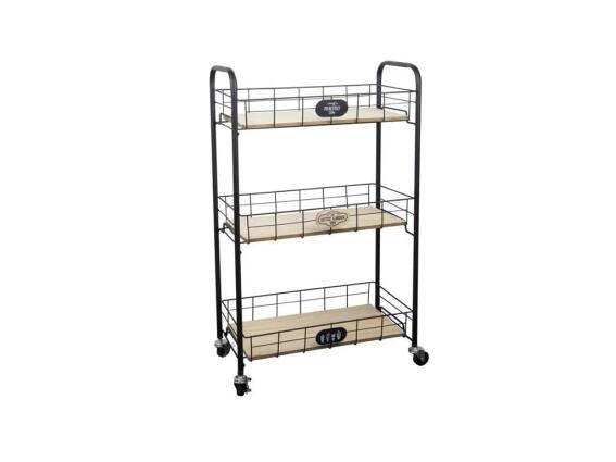 Μεταλλική Ραφιέρα Κουζίνας Οργανωτής Τρόλεϊ με 3 ράφια και ροδάκια, 79.2x23x48 cm