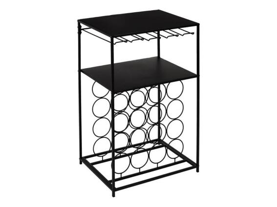 Μεταλλικό Μπαρ, Κάβα Κρασιών σε μαύρο χρώμα, 45x45x84.5 cm