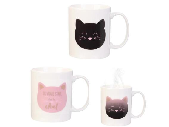 Κεραμική κούπα που αλλάζει χρώμα με την θερμοκρασία με σχέδιο γάτας, 9.5x8x12 cm