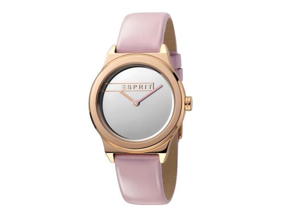 Esprit Γυναικείο Ρολόι χειρός με δερμάτινο λουράκι σε ροζ χρώμα, Magnolia ES1L019L0045