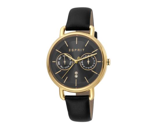 Esprit, Γυναικείο Ρολόι Χειρός με δερμάτινο λουράκι σε μαύρο χρώμα ,ES1L179L0045