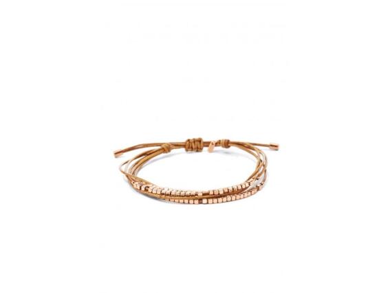 Fossil Γυναικείο Κόσμημα με μπεζ δερμάτινο κορδόνι και ροζ χρυσές λεπτομέρειες, JA6422791