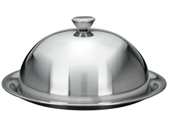 Τουρτιέρα Πιατέλα Καμπάνα Σερβιρίσματος από Ανοξείδωτο Ατσάλι, διαμέτρου 24.5 cm