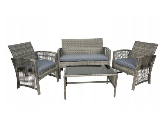 Σετ Έπιπλα Κήπου και Βεράντας 4 τεμ από Ρατάν σε γκρι χρώμα, Rattan Furniture Set