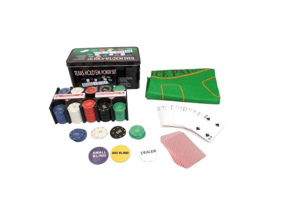 Σετ ποκέρ σε μεταλλικό κουτί με 200 Μάρκες Casino, 2 Τράπουλες και τσόχα, Poker texas game set