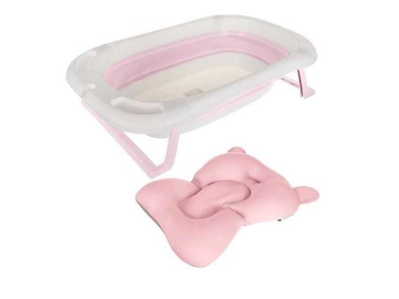 Aria Trade Μπανιέρα Μωρού με Θερμόμετρο και Μαξιλάρι Στήριξης Ροζ