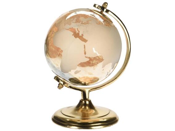 Διακοσμητικό Γραφείου Γυάλινη Περιστρεφόμενη Υδρόγειος Σφαίρα διαμέτρου 13 cm, Glass globe