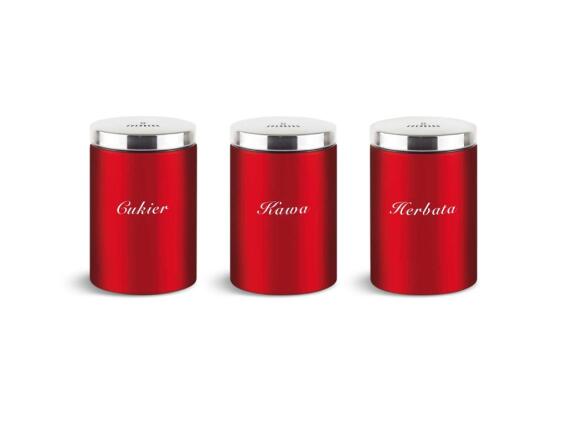Σετ δοχεία 3 τεμαχίων σε κόκκινο χρώμα για καφέ, ζάχαρη και τσάι, Edenberg EB-143