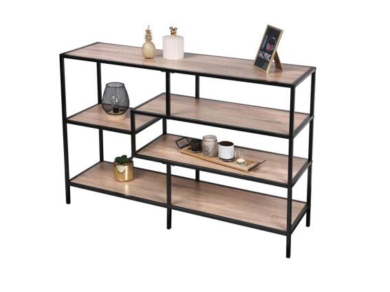 Μεταλλική Ραφιέρα Έπιπλο με 5 ξύλινα ράφια, 114x33x76 cm, Wooden shelf