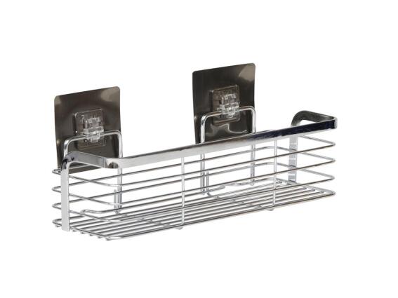 Επιτοίχιο Ράφι Μπάνιου με Βεντούζες από Ανοξείδωτο Ατσάλι, 29x11x12 cm