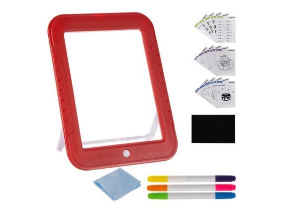 Παιδικός Φωτεινός Πίνακας Ζωγραφικής Magic Board με 8 εφέ φωτισμού σε Κόκκινο χρώμα, 26x19x5 cm