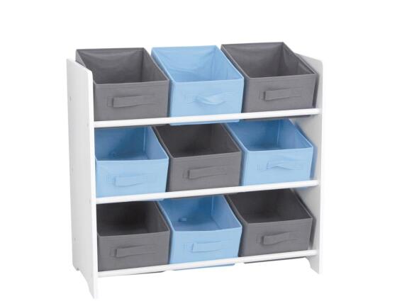 Ξύλινο Ντουλάπι Αποθήκευσης παιχνιδιών και Αντικειμένων με 3 Ράφια και 9 Καλάθια, 30x63x59.5 cm