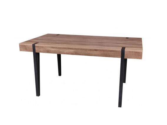 Ξύλινο Τραπέζι Σαλονιού Κουζίνας με Μαύρη Μεταλλικά Πόδια και Ξύλινη Επιφάνεια, 160x90x76cm