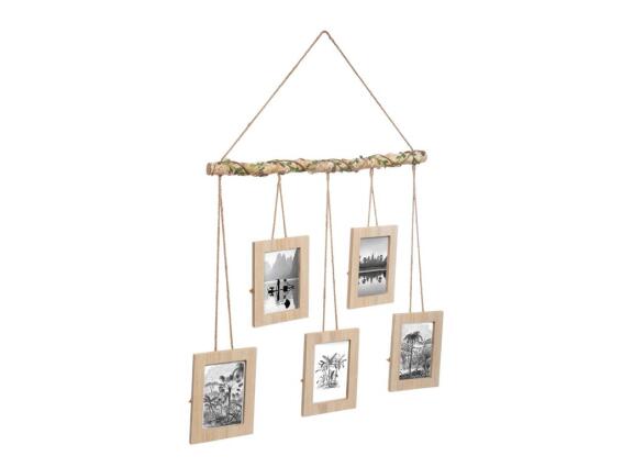 Ξύλινη Πολυκορνίζα Κορνίζα Τοίχου για 5 φωτογραφίες, 60x58 cm