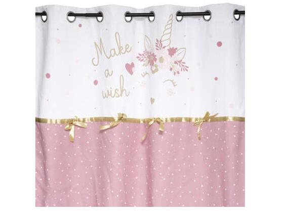 Παιδική Κουρτίνα Black Out με Τρουκς σε Ροζ χρώμα Σχέδιο Μονόκεροι 140x260 cm, από Πολυεστέρα