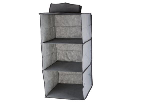 Υφασμάτινη Κρεμάστρα εσωτερικό Ράφι Ντουλάπας με 3 Διαμερίσματα σε γκρι χρώμα, 30x30x60 cm