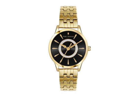 Ted Baker Γυναικείο Ρολόι Χειρός Fitzrovia με Μαύρο Καντράν και Χρυσό Μπρασελέ, BKPFZF128