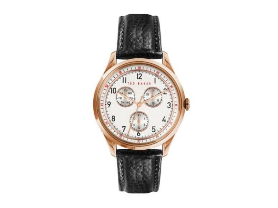 Ted Baker Ανδρικό Ρολόι Χειρός με Λευκό Καντράν και Μαύρο Δερμάτινο Λουράκι, BKPDQS105