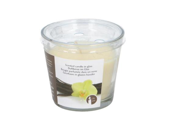 Αρωματικό Κερί Χώρου σε γυάλινο δοχείο διάρκειας 25 ωρών και 145gr, 8x8x8 cm Vanilla