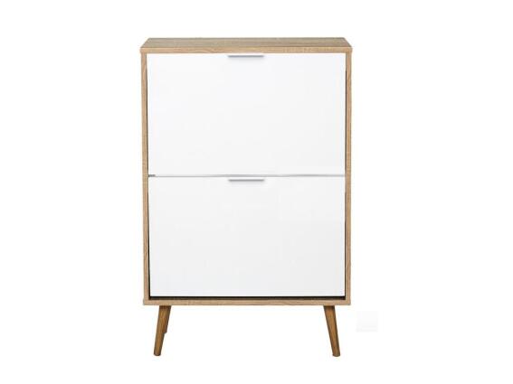 Ξύλινο Έπιπλο Παπουτσοθήκη με δύο πόρτες σε λευκό χρώμα, 60x23.5x91.5 cm