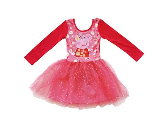 Παιδικό Κορμάκι Μπαλέτου με την Peppa σε Καρπουζί χρώμα με μακρύ μανίκι, Girl's Dress 6