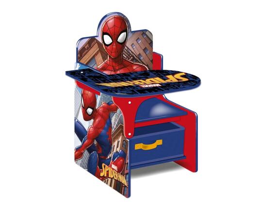 Ξύλινο Έπιπλο Γραφείο Καρέκλα με Αποθηκευτικό χώρο και Επιφάνεια με Θέμα Spiderman, 62x40x52