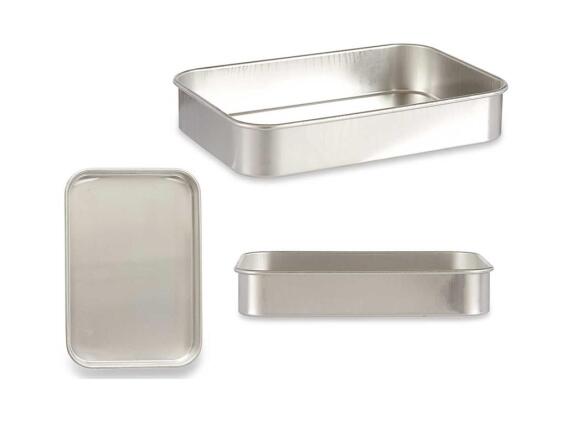 Ταψί αλουμινίου ορθογώνιο, σε ασημί χρώμα, 30x20x5.5 cm
