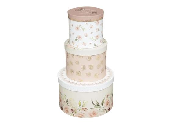 Σετ χάρτινα κουτιά αποθήκευσης 3 τεμαχίων σε διαφορετικά μεγέθη με Floral σχέδιο, 25x25x15 cm