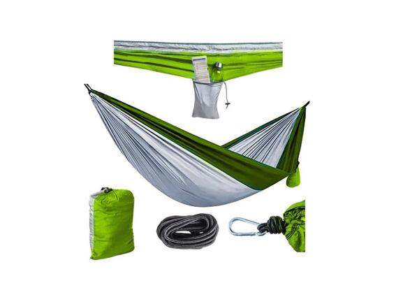 Αιώρα διπλή για τον Κήπο και το Camping σε πράσινο χρώμα 260x140 cm, Hammock stripes