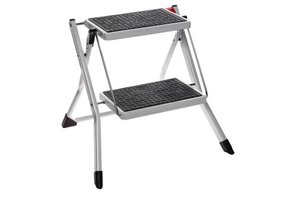 Aria Trade Μεταλλική πτυσσόμενη σκάλα με 2 σκαλιά και αντιολισθητικά σκαλοπάτια 49x48x44 cm