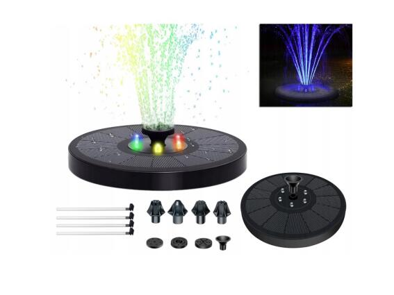 Solar Συντριβάνι Αντλία Νερού με Ισχύ 3W και Led φωτισμό Μαύρο