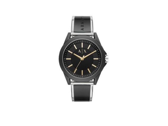 Armani Exchange Ανδρικό Ρολόι με μαύρο λουράκι από καουτσούκ και Μαύρο Καντράν, AX2640