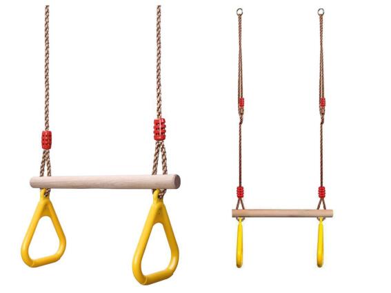 Παιδικοί κρίκοι και παιδικό μονόζυγο 2 σε 1 με σχοινί ασφαλείας, σε κίτρινο χρώμα