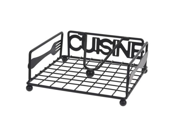 Μεταλλική Θήκη Βάση Για Χαρτοπετσέτες σε Μαύρο χρώμα, 17.5x17.5x7 cm